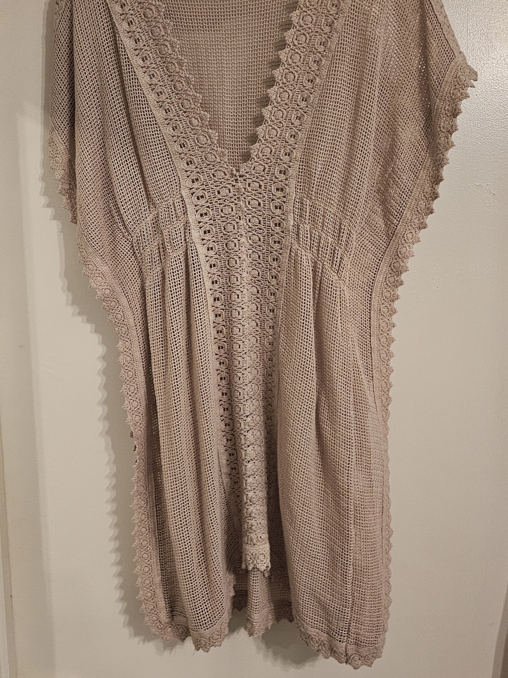 Women's Crochet Swim Coverup Tunic - Cream